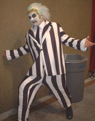 Beetlejuice - The most outrageous dude at the show... TransWorld's 2002 Halloweeen, Costume and Party Show. Hey, BJ - contact us.