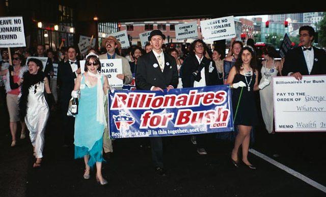 Million Billionaire March 4 (in blue holding sign - Mo Bludfer Oyl with Seymour Benjamins in bowler)