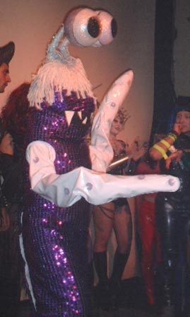 Sequined Alien - SMack's 2001, A Fetish Oddity. Knitting Factory - Tribeca, NYC. To edit, email admin@CostumeNetwork.com