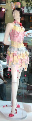 DOT's dress is made from 75 feet of Candy Dot paper.