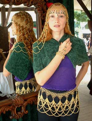 Eva in Chainmail Jewelry - Eva sporting Black Prince Armory's head & handpieces (BlackPrinceArmory.com). NY Renaissance Faire at Sterling Forest, Tuxedo NY, 2001