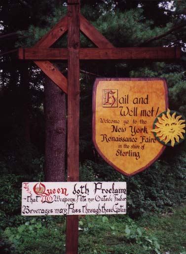 Welcome Sign at Faire - NY Tuxedo Park Renfaire 2000