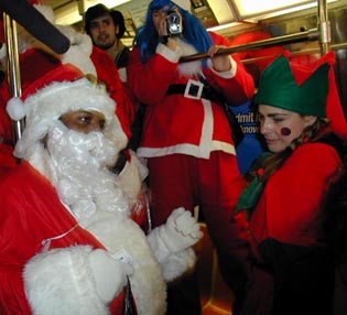 Subway Santa Mayhem - NYC SantaCon 2000