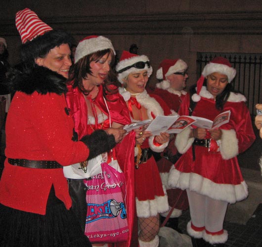 The Santa ladies singing...
