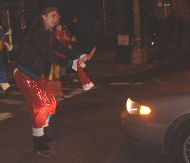 Traffic directing Santa - NYC SantaCon, 2002