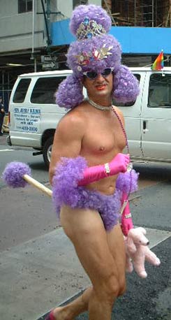 French Poodle - A talented costumer at New York City's Gay Pride Parade, 6/01.