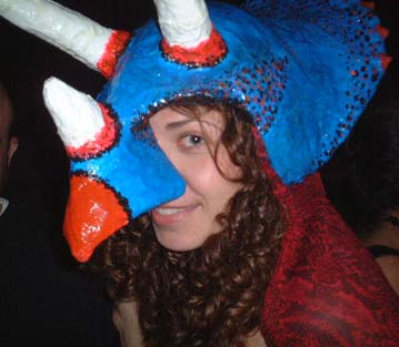 Hornosaur-ess - Beauty with horns at the NYC Burning Man Decompression Party, 11-17-01.