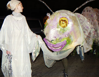 Glow Worm 2 - Glow Caterpillar?  Earth Celebrations' "Odyssey of the Earth" Winter Pageant, Jan 2001