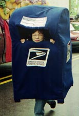 Mail Box Lady - Neither Rain, sleet, snow or Dragon-attack?  NYC Lunar New Year Parade, Flushing Queens 2001