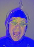 zorlon screams - cammander zorlon seen here wearing  brooks coleman's perfshades #2001 which sell for about $40.he's also wearing the matching mind control protection head set.more on zorlon (A.K.A. fred mitchim) at:fredmitchim.com
more on brooks at: ...