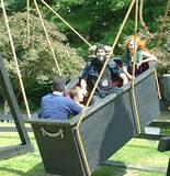 Last Ride - Eva and Tim in a swinging Coffin. NY Renaissance Faire at Sterling Forest, Tuxedo NY, 2001