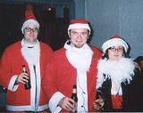 Beer-drinkin' Santas at free103point9 - NYC SantaCon 2001