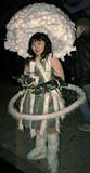 Mushroom Cloud - Costumer made outfit using fake fur and cotton balls.  2000 NYC Halloween Parade.