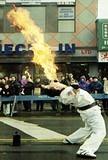 Fire Breather - Don't try this at home!  He is a black belt, you know.  NYC Lunar New Year Parade, Flushing Queens 2001