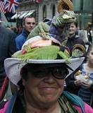 Lizard Hat eatin' chips - The NYC 5th Avenue Easter Parade, 2002.