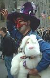 Wolf in ELOPE Hat - NYC's 5th Avenue Easter Parade, 2002.